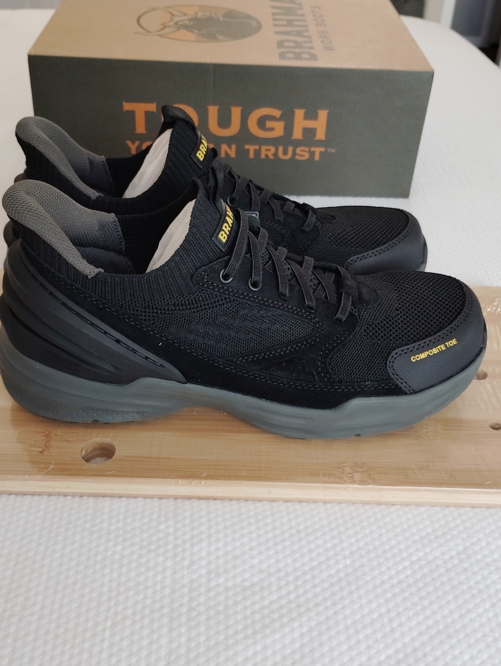 Brahma Composite Toe Coil On Work Shoe Men's 9 Black Easy-on/off Safety Tough.